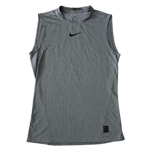 Nike Pro Mens Dri-Fit Sleeveless Tank Shirt Gray Size Medium - Picture 1 of 4